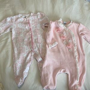 Little Me Pink and White Baby One Pieces